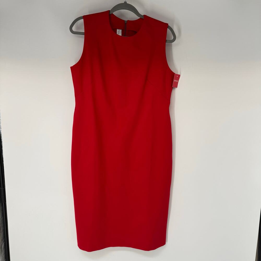 NWT Spanx Perfect Fitted Sheath Dress Womens Large True Red Formal Knee Length
